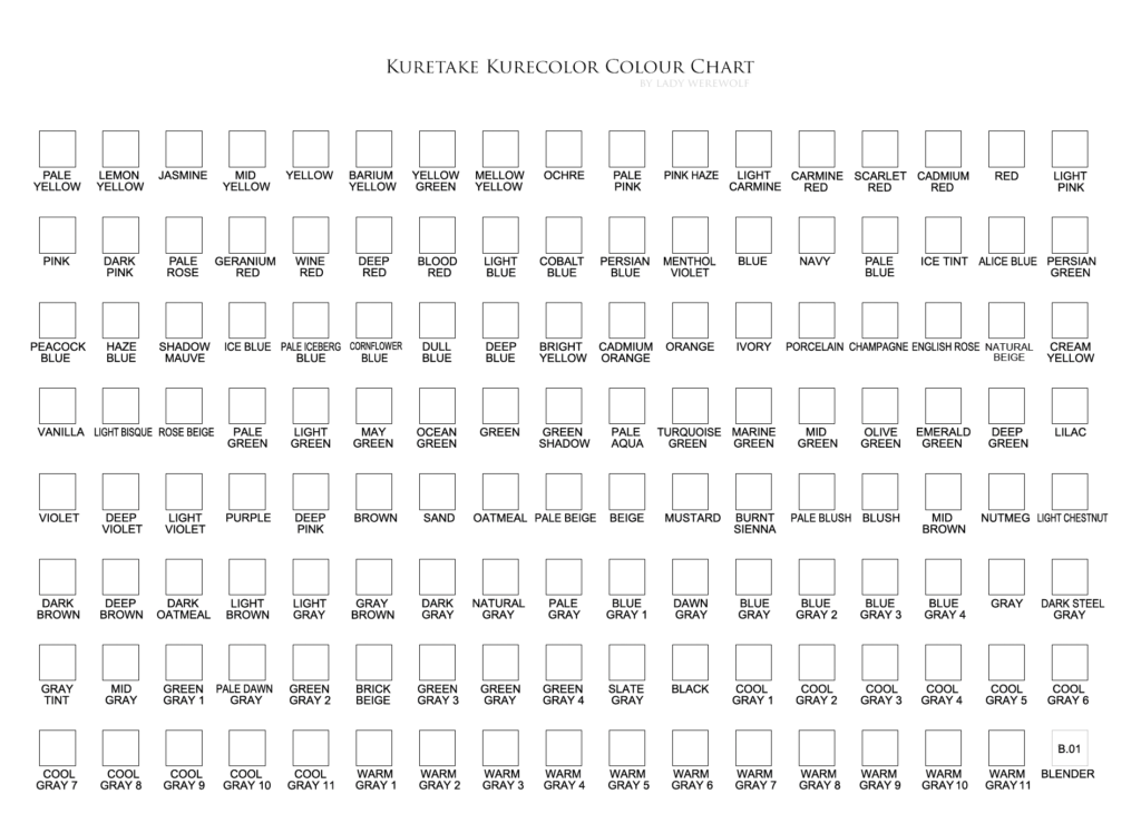 Kurecolor markers colour chart Lazying Around