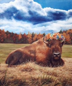 Helen the Bison, Acrylics on canvas, 50x60 cm, 2022