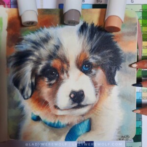 Puppy, Ohuhu markers on paper, 2023